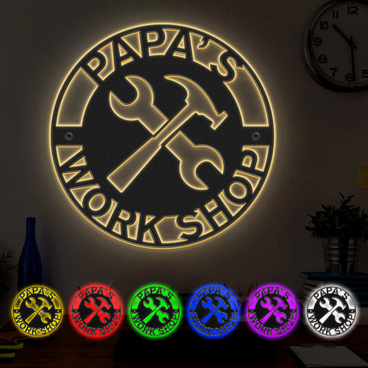 Custom Father's Day Metal Sign Personalised LED Lights Wall Art Decor Gift for Dad