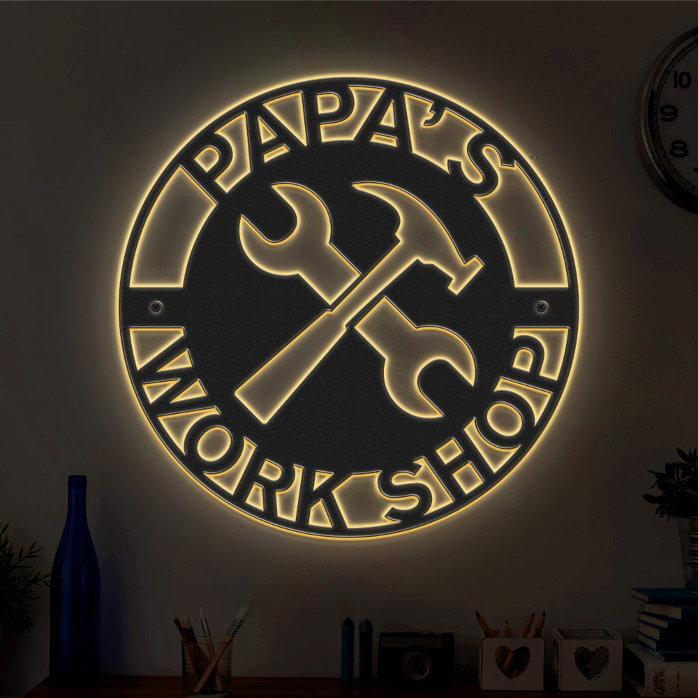 Custom Father's Day Metal Sign Personalised LED Lights Wall Art Decor Gift for Dad