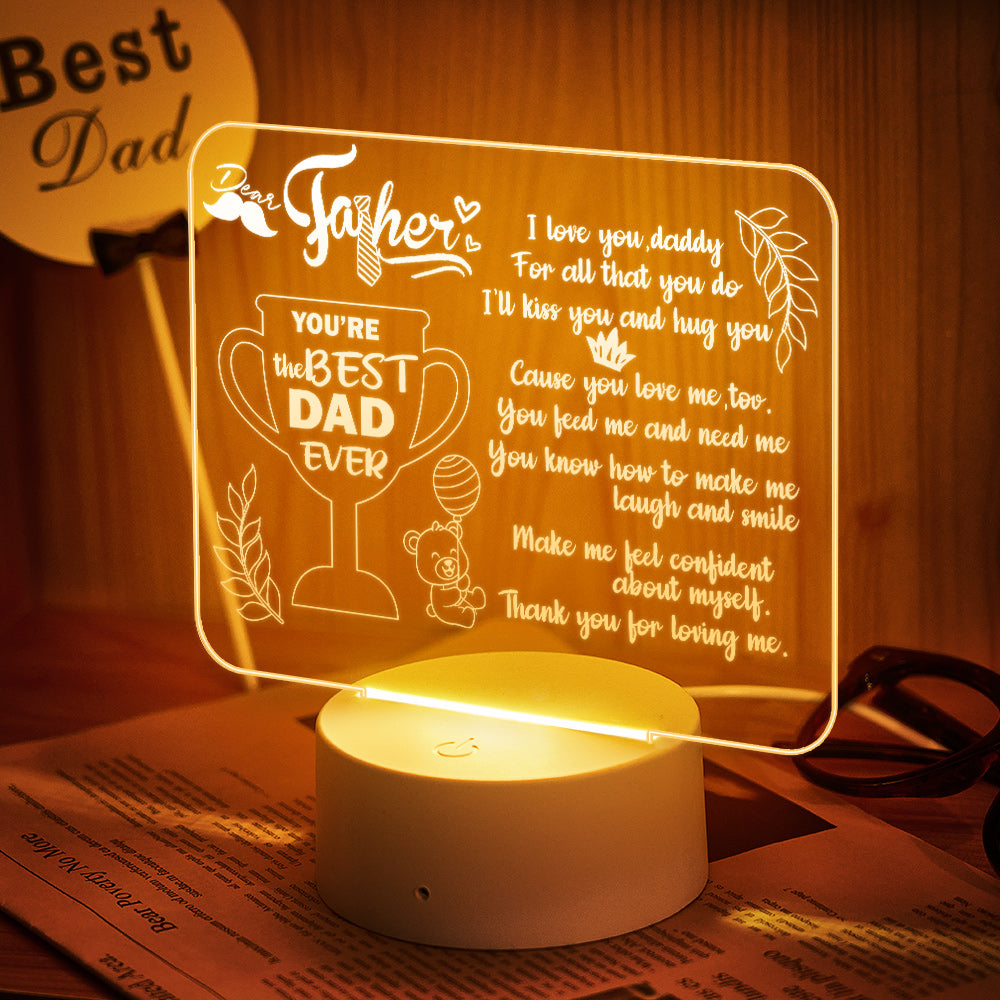 Custom Night Light To Dad Personalised Text Sign "You are The Best Dad"