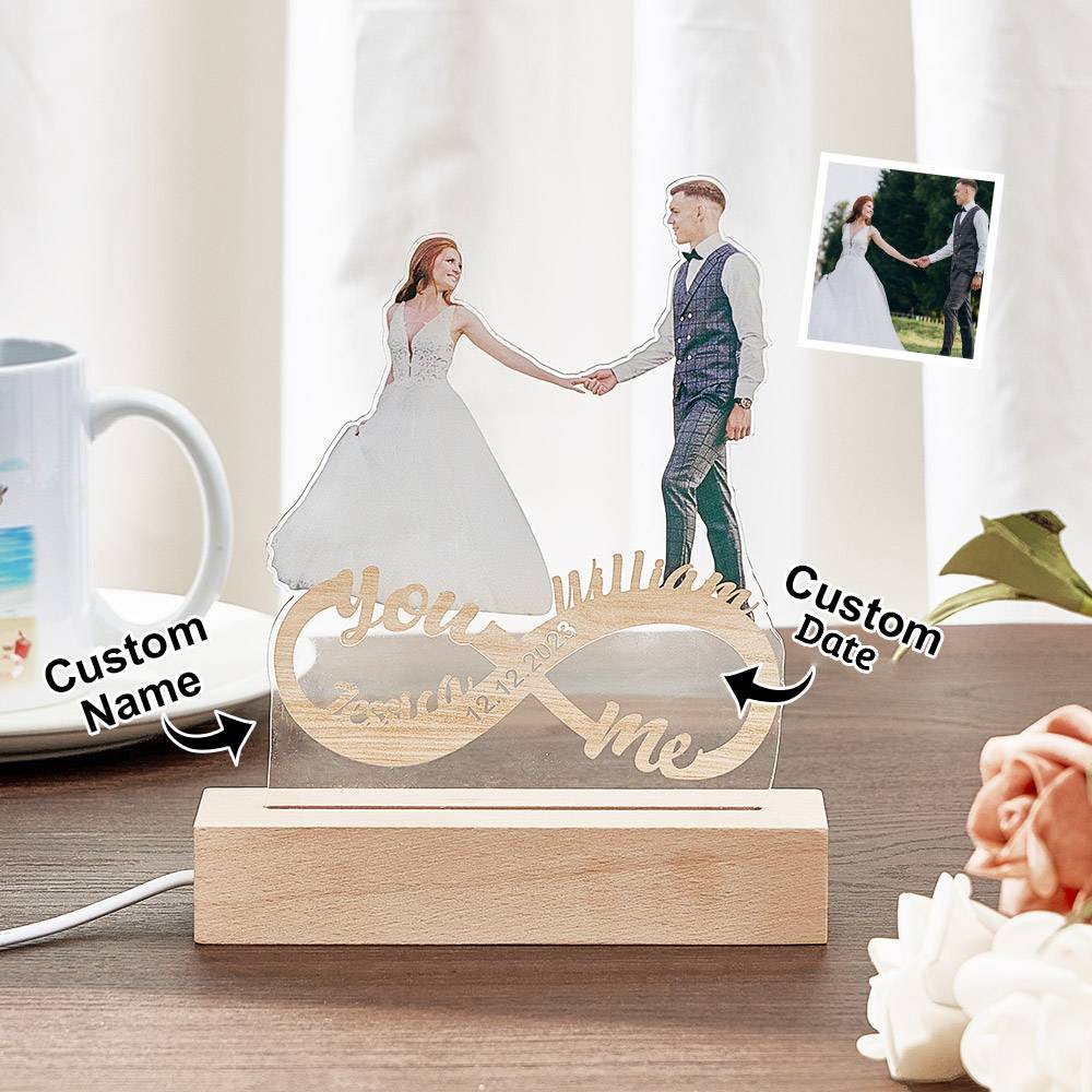 Personalised Photo Night Light Custom Infinity Couple Lamp Romantic Valentine's Day Gifts