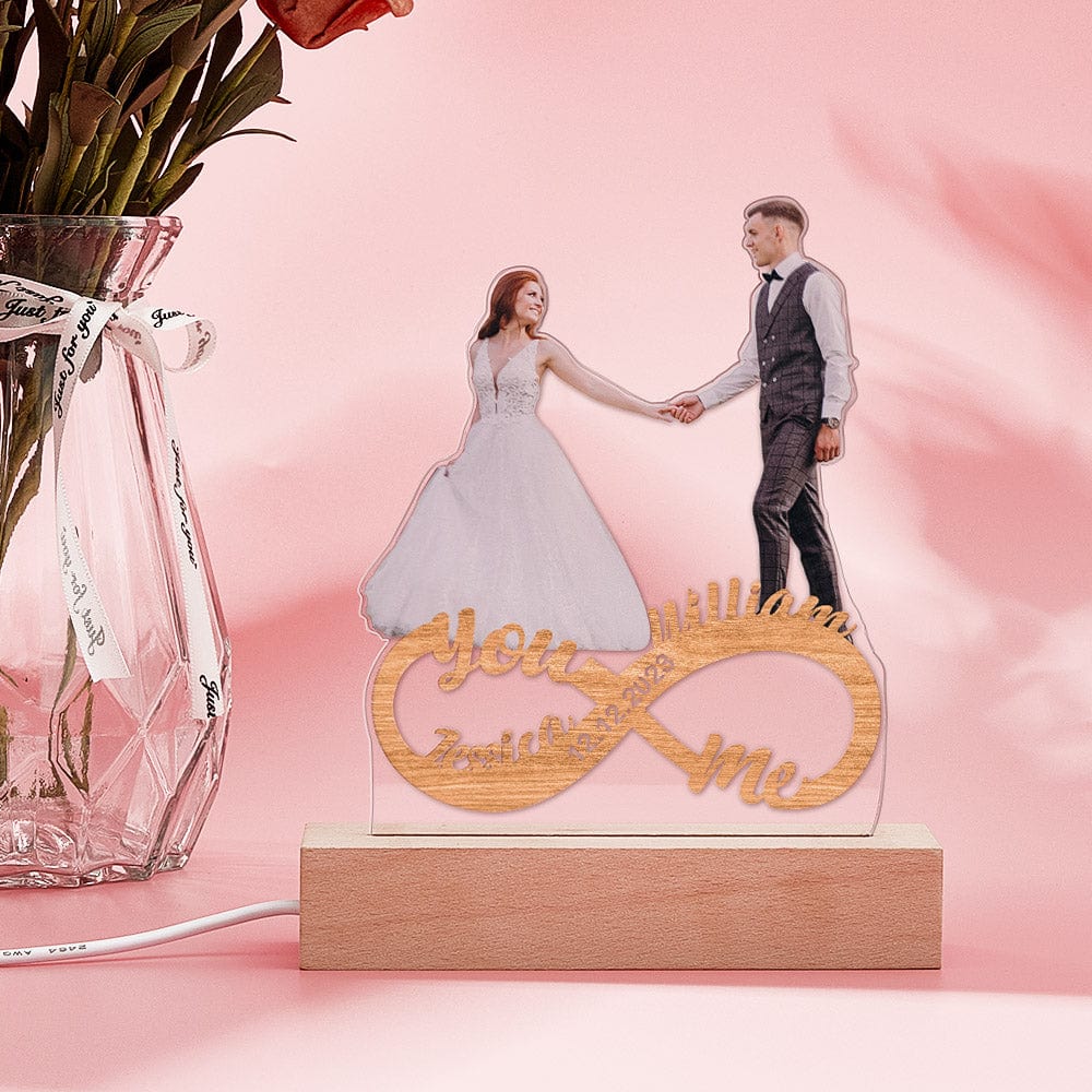 Personalised Photo Night Light Custom Infinity Couple Lamp Romantic Valentine's Day Gifts
