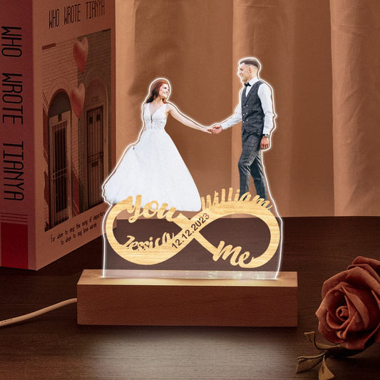 Personalised Photo Night Light Custom Infinity Couple Lamp Romantic Valentine's Day Gifts
