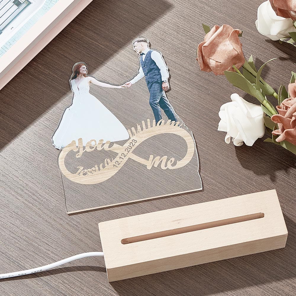Personalised Photo Night Light Custom Infinity Couple Lamp Romantic Valentine's Day Gifts