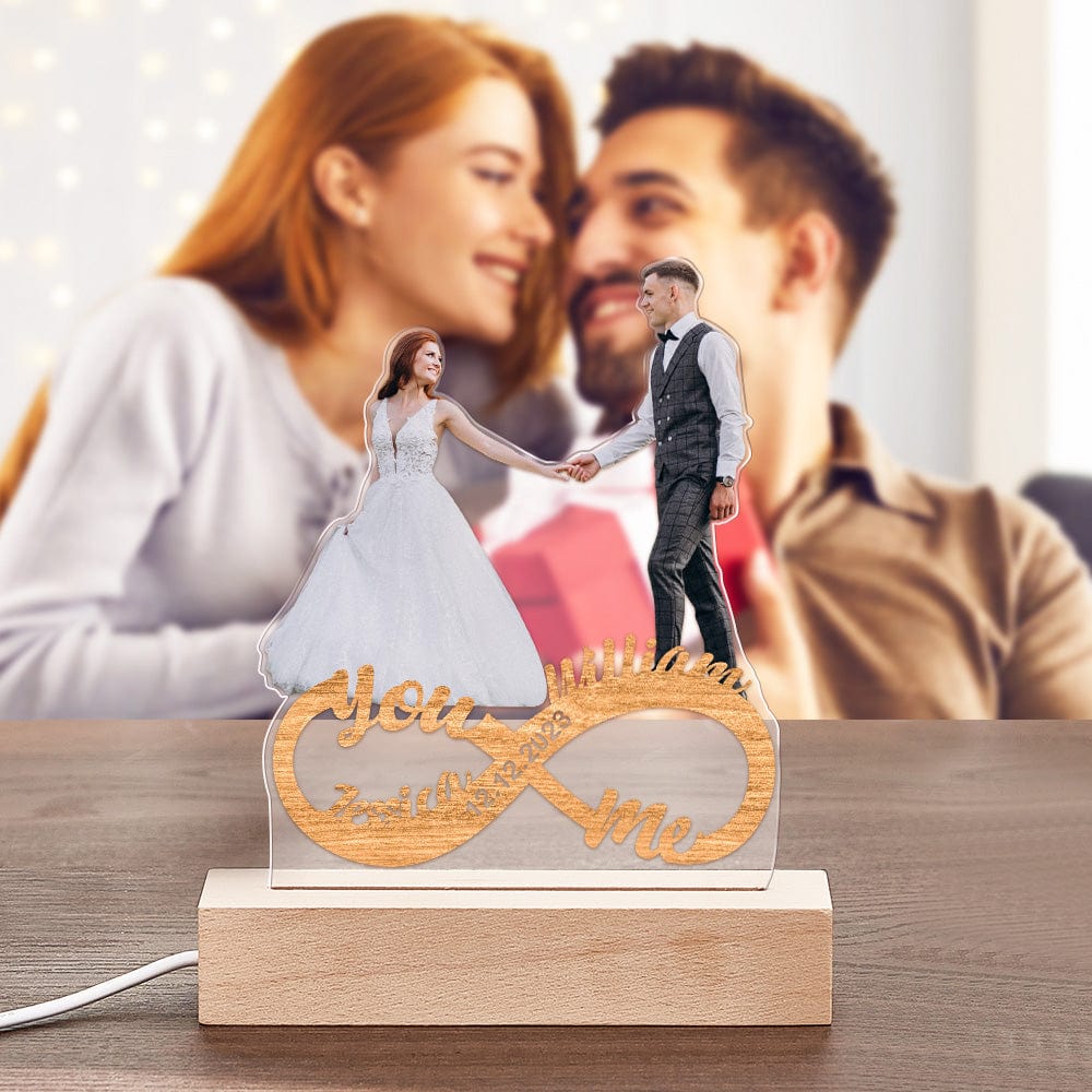 Personalised Photo Night Light Custom Infinity Couple Lamp Romantic Valentine's Day Gifts