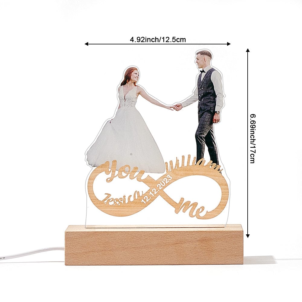 Personalised Photo Night Light Custom Infinity Couple Lamp Romantic Valentine's Day Gifts