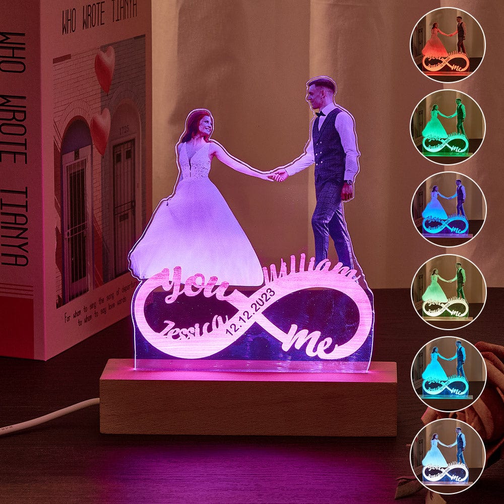 Personalised Photo Night Light Custom Infinity Couple Lamp Romantic Valentine's Day Gifts