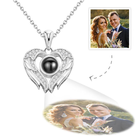 Personalised Angel Wings Photo Projection Necklace