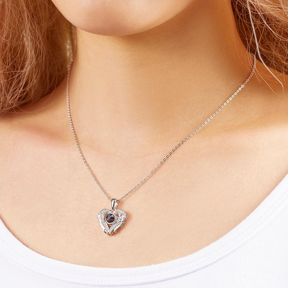 Personalised Angel Wings Photo Projection Necklace