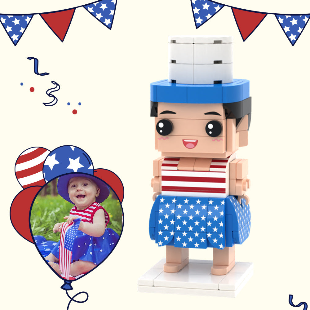 Independence Day Commemorative Gift for Baby Full Body Customisable 1 Person Custom Brick Figures Small Particle Block Toy