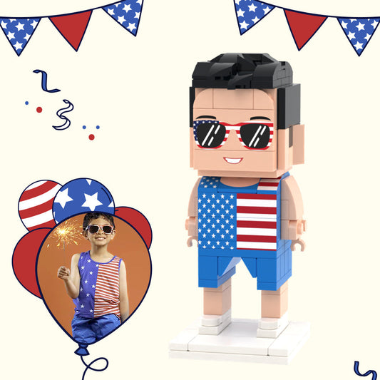 Full Body Customisable 1 Person Custom Brick Figures Small Particle Block Toy Independence Day Commemorative Gift