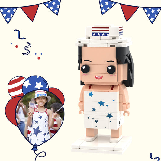 Independence Day Commemorative Gift for Kids Full Body Customisable 1 Person Custom Brick Figures Small Particle Block Toy