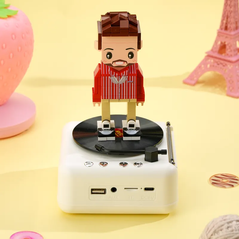 Customisable 1 Person Full Body Custom Brick Figures with Bluetooth Speaker Base Can Play Music Anniversary Gift