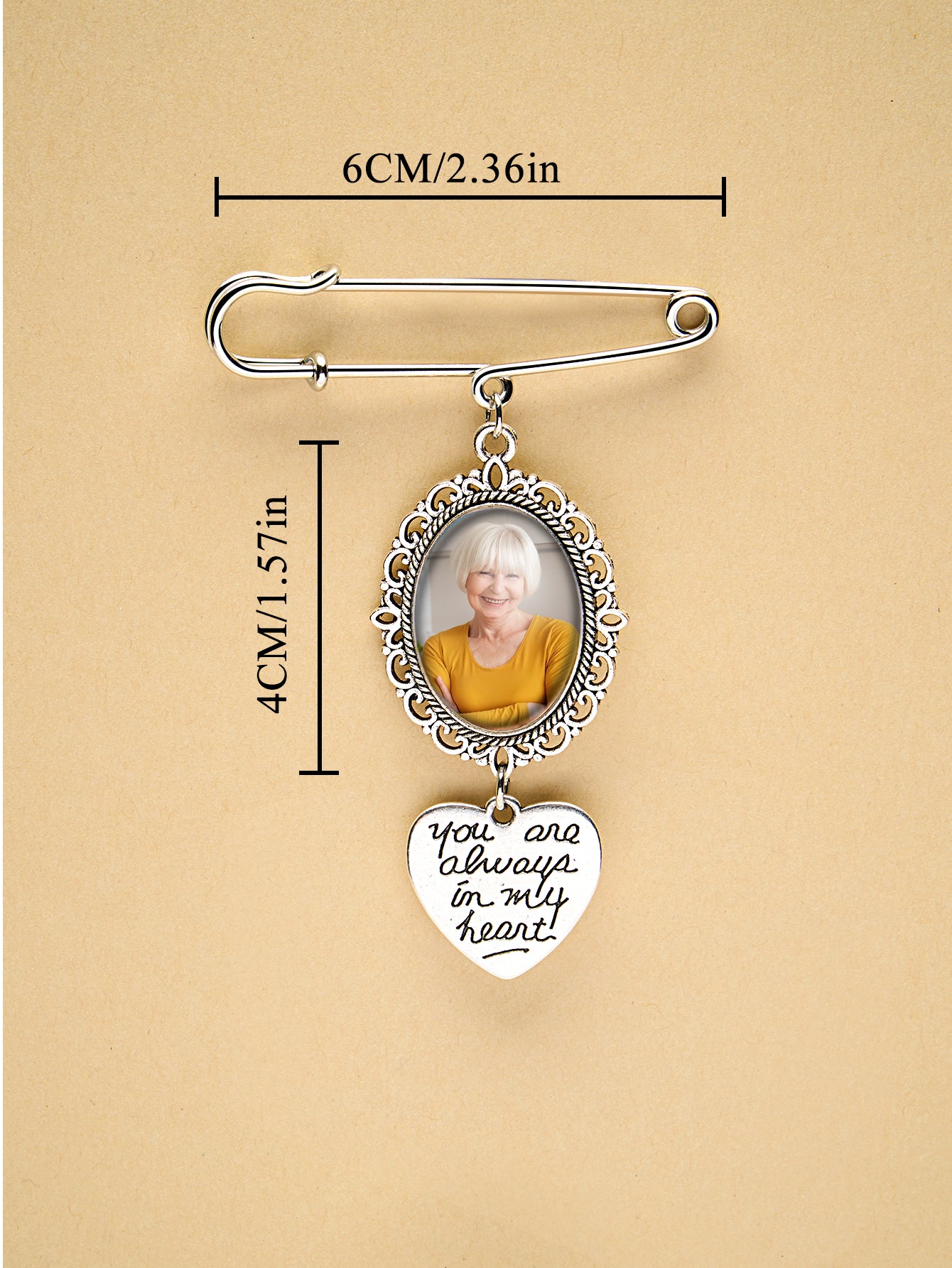 Personalised Angel Wings Pin Brooch Wedding Bouquet Photo Charm Wedding Memorial Gift for Bride