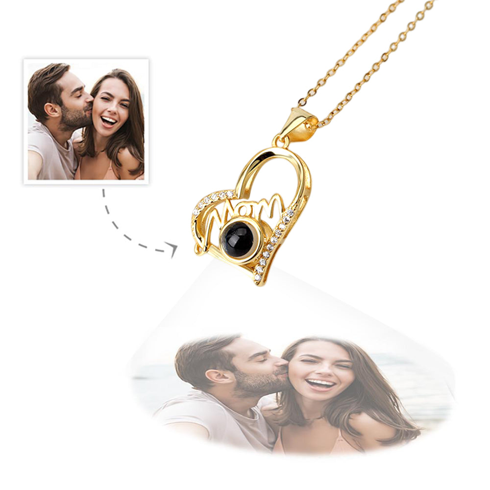 Personalised Mom Projection Heart Necklace 925 Sterling Silver