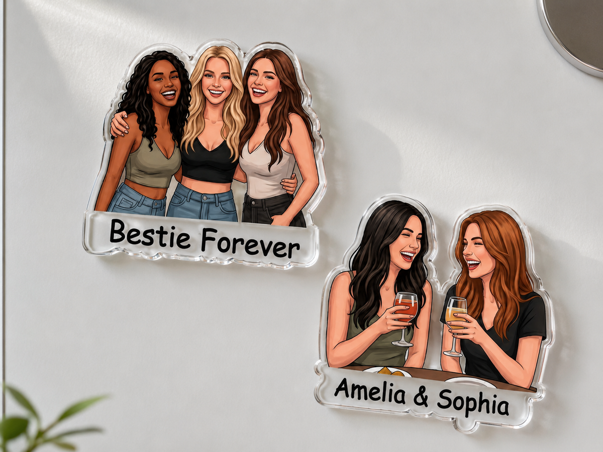 Personalised Portrait Magnet from Photo, Custom Couple, Family & Best Friends Keepsake Gift