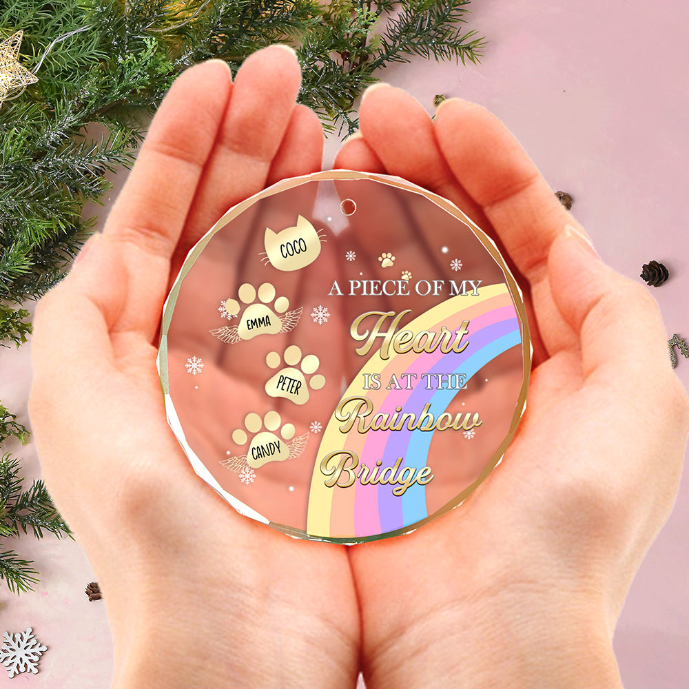 Personalised Memorial Ornament A Piece Of My Heart Is At The Rainbow Bridge Sympathy Gift for Pet Lovers
