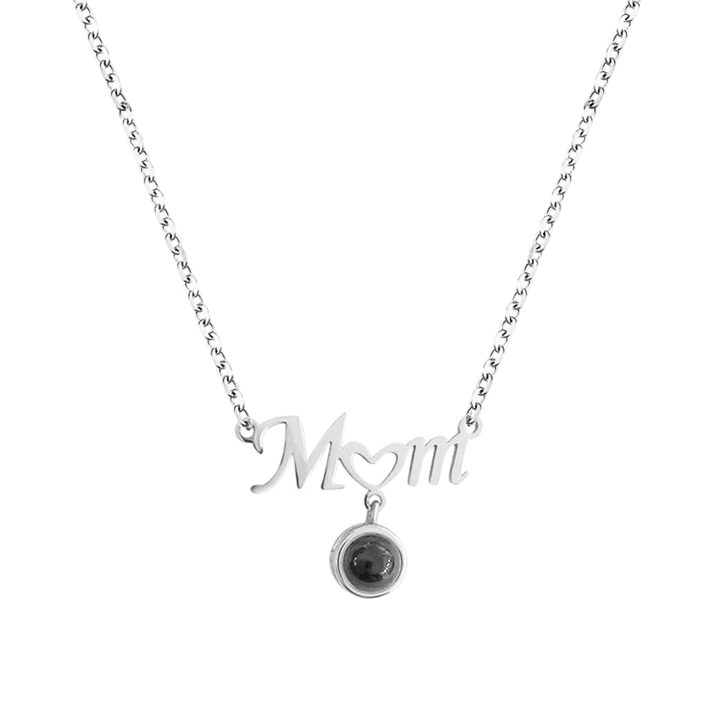 Custom Mom Photo Projection Necklace with Little Heart