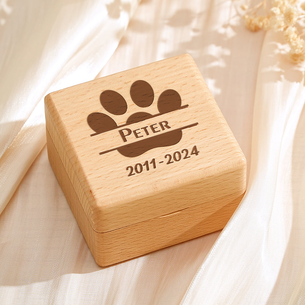 Personalised Pet Fur Wooden Keepsake Box Loss of Pet Memorial Gift for Pet Owner