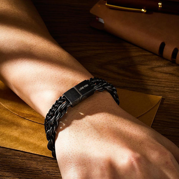 Custom Engraved Bracelet Stainless Steel Men's for Boyfriend
