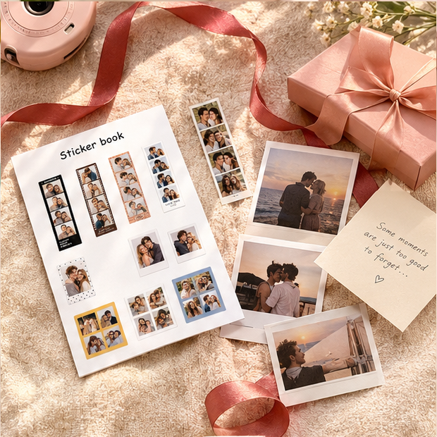 Custom Halloween Mini Photo Booth Stickers, Personalised Photo Collage Decals for Phone Case, Journal & Scrapbook