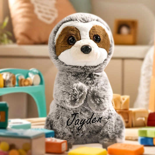 Personalised Sloth Plush Stuffed Toy with Custom Text Gift for Baby Shower