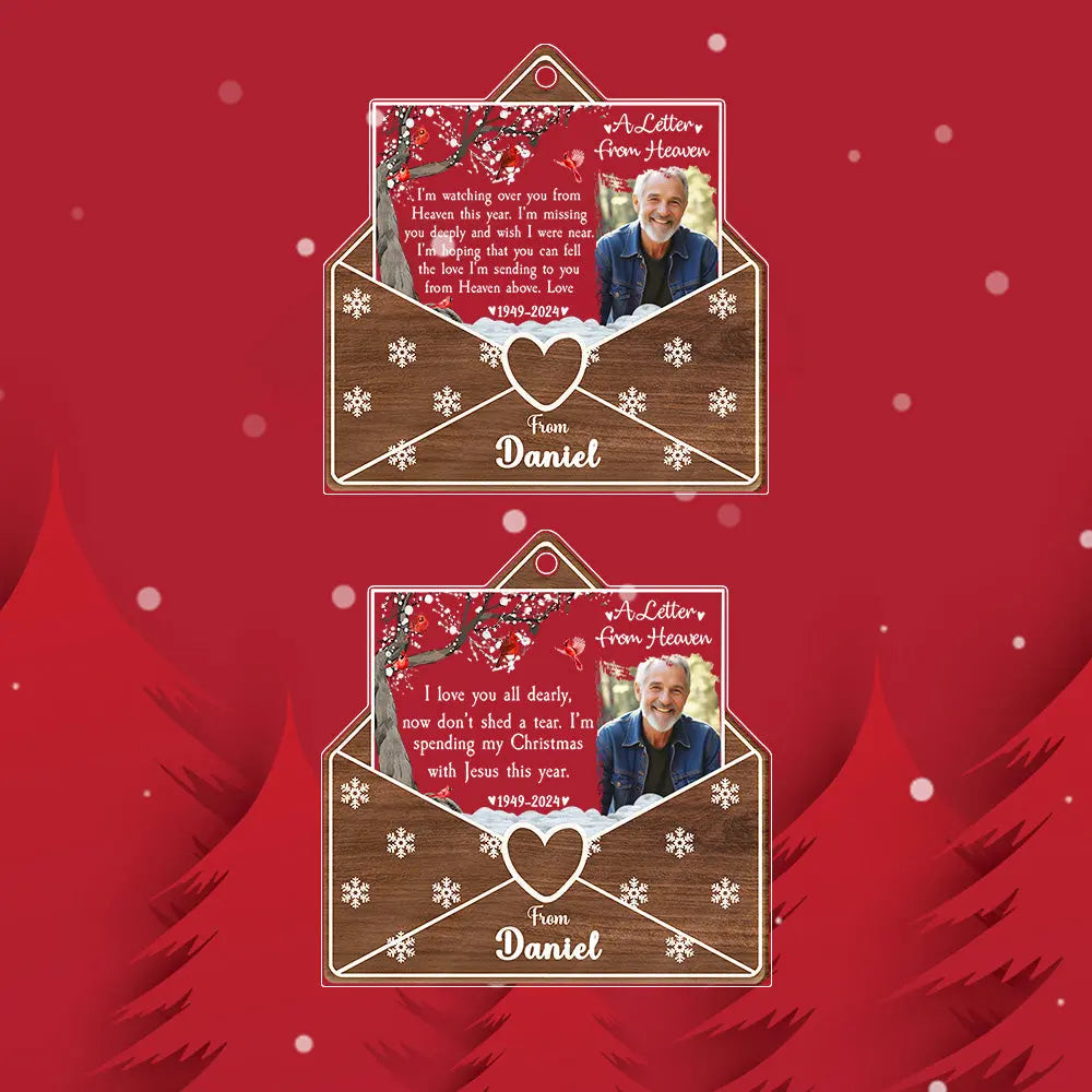 Personalised Photo Letter From Heaven Memorial Christmas Ornament Meaningful Christmas Gifts