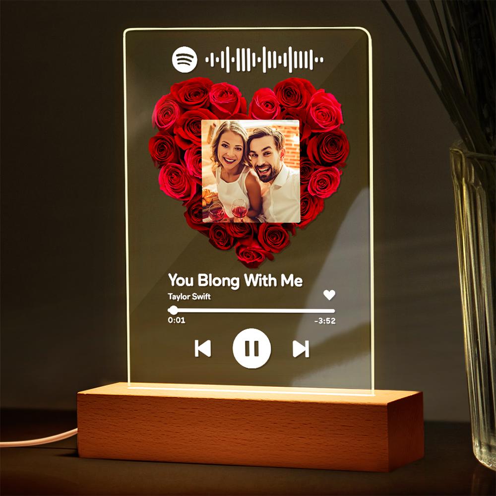 Custom Rose Spotify Plauqe  Personalised Night Light Romantic & Sentimental Birthday Gifts For Boyfriend