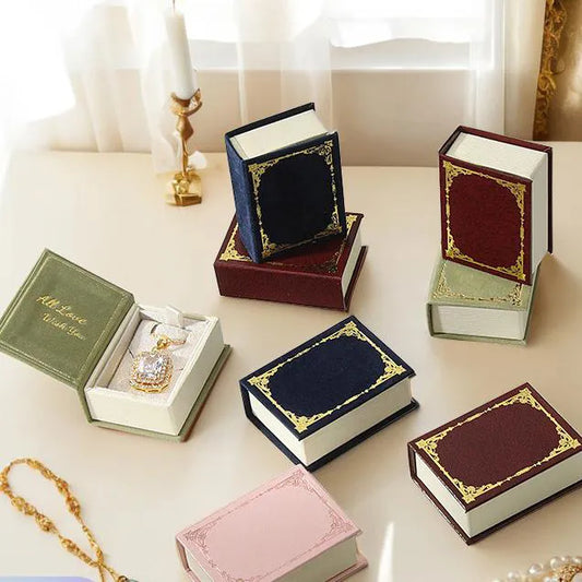 Book Shape Jewelry Box Ring Box Necklace Box Multicolor Gift Box Gift For Lover For Her (Box Only No Jewelry Included)