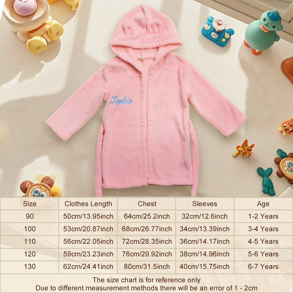 Personalised Baby Sleepwear with Embroidery Name Bear Ears Dressing Gown Gift for Kid