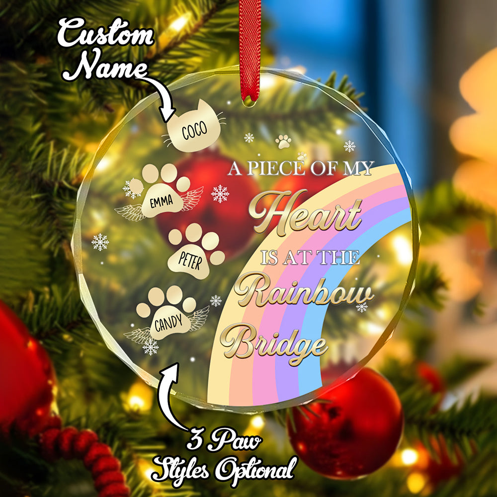 Personalised Memorial Ornament A Piece Of My Heart Is At The Rainbow Bridge Sympathy Gift for Pet Lovers