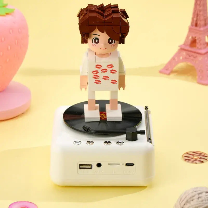 Customisable 1 Person Full Body Custom Brick Figures with Bluetooth Speaker Base Can Play Music Anniversary Gift
