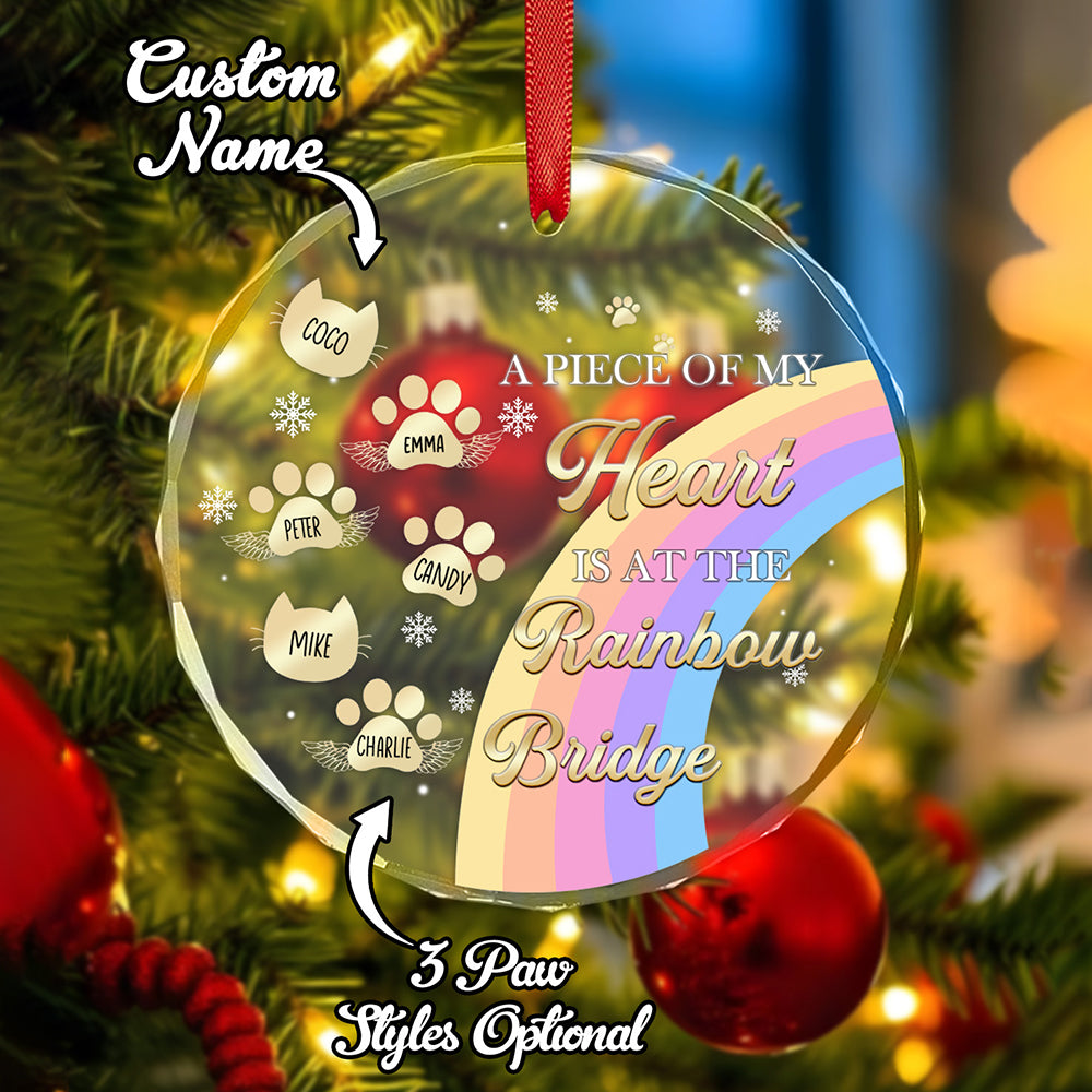Personalised Memorial Ornament A Piece Of My Heart Is At The Rainbow Bridge Sympathy Gift for Pet Lovers