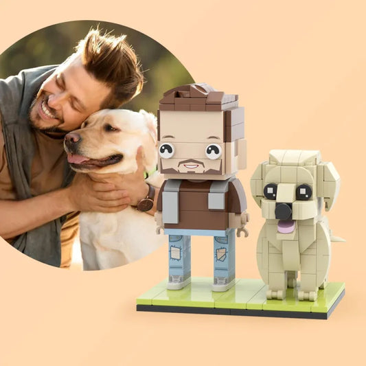 Full Body Customisable Brick Figures Personalised Brick Figures with Dog Small Particle Block Toy