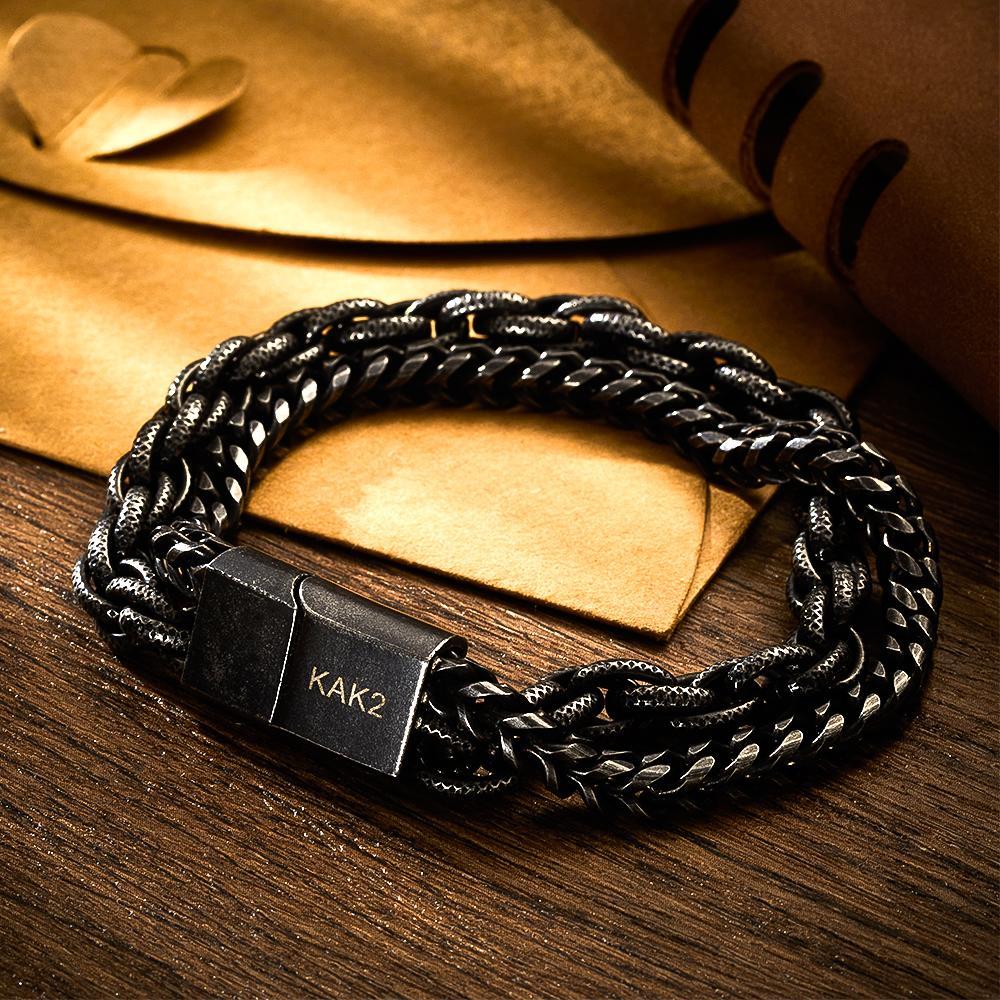 Custom Engraved Bracelet Stainless Steel Men's for Boyfriend