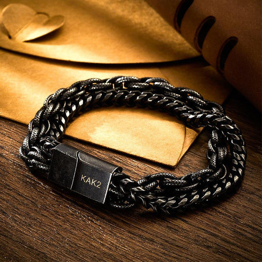Custom Engraved Bracelet Stainless Steel Men's for Boyfriend