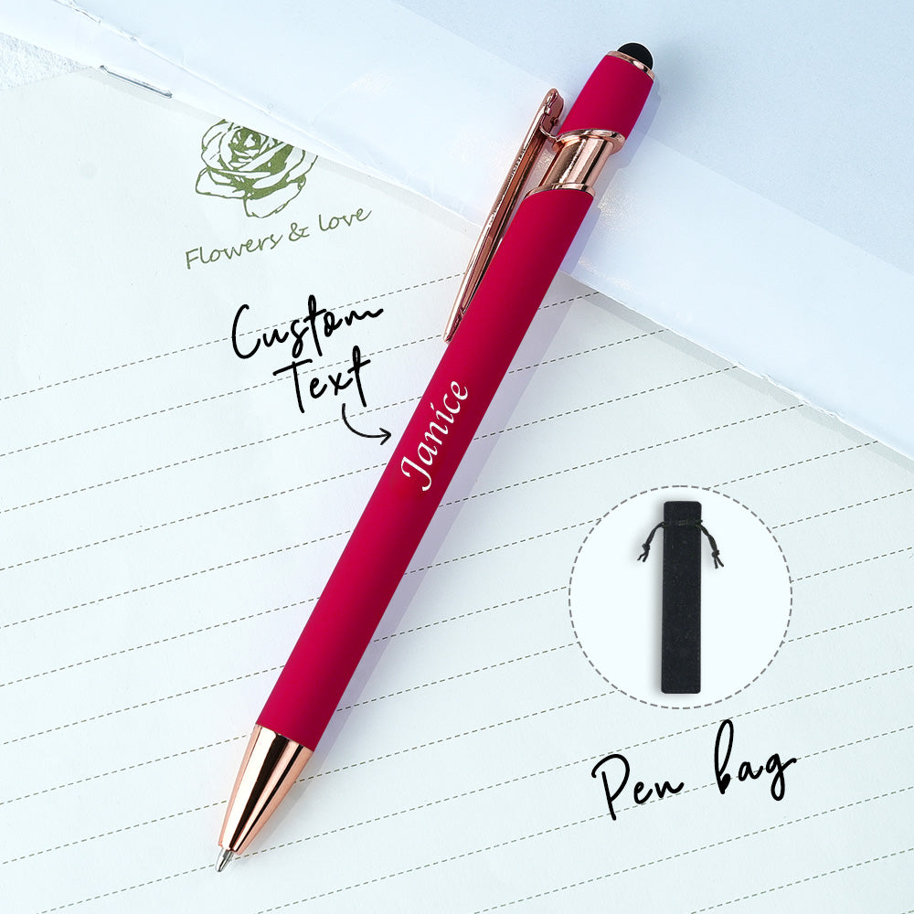 Custom Name Multifunction Red Ballpoint Pen with Drawstring Pouch – Back to School Gift, Birthday Gift, Teacher’s Day Gift
