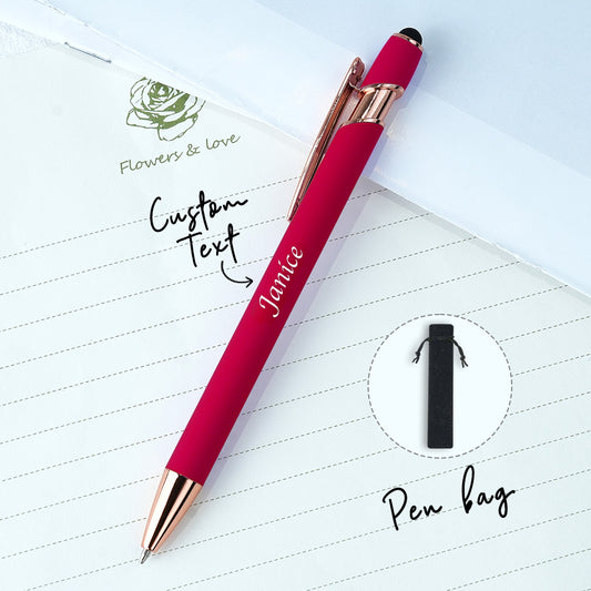 Custom Name Multifunction Red Ballpoint Pen with Drawstring Pouch – Back to School Gift, Birthday Gift, Teacher’s Day Gift