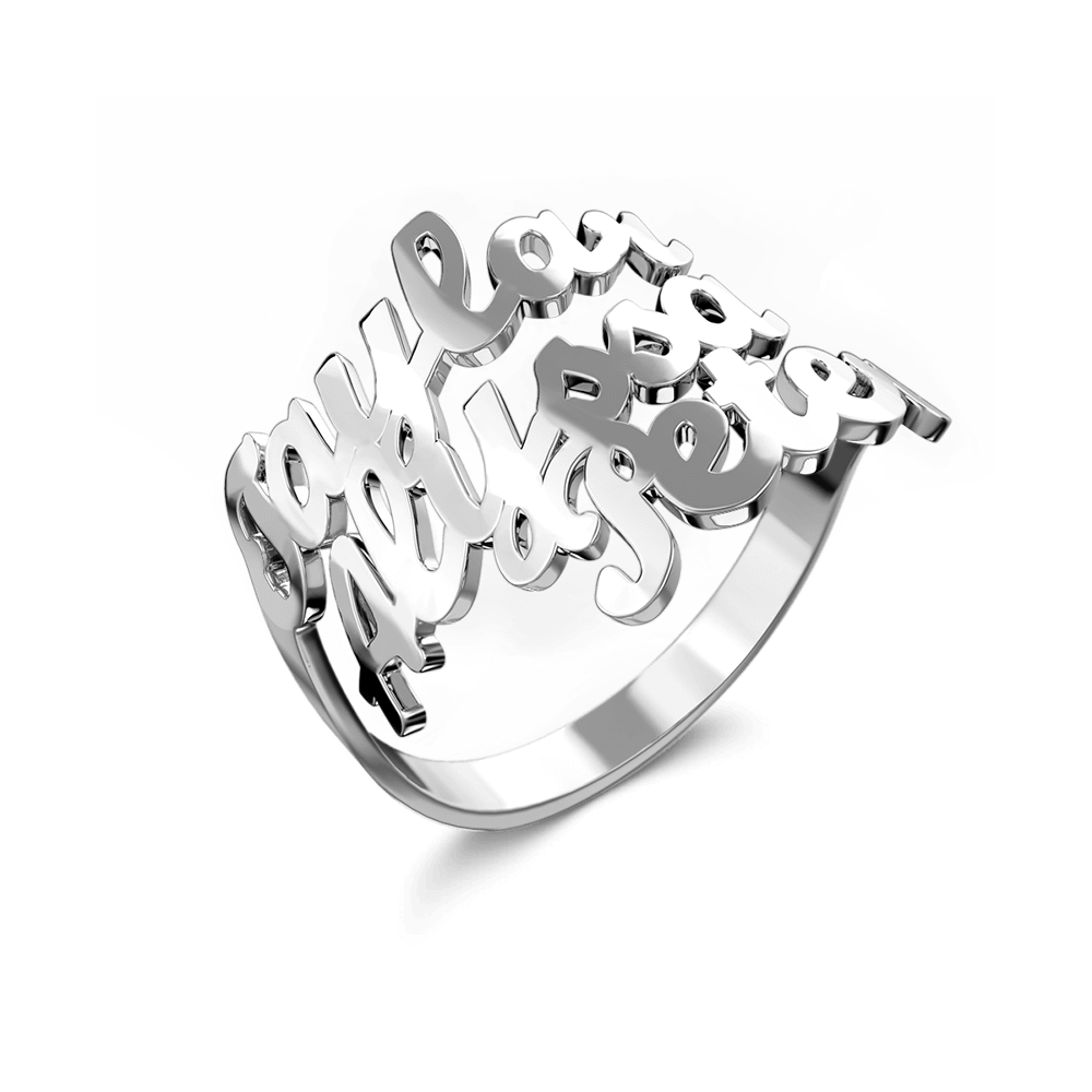 Custom Three Names Ring - 925 Sterling Silver