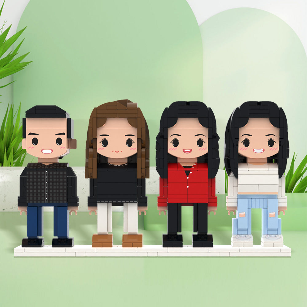 Full Body Customisable 4 People Photo Custom Cute Brick Figures Small Particle Block Perfect Christmas Gifts for Family Friends