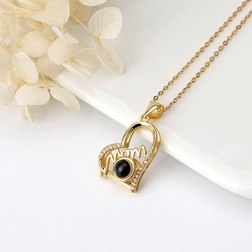 Personalised Mom Projection Heart Necklace 925 Sterling Silver