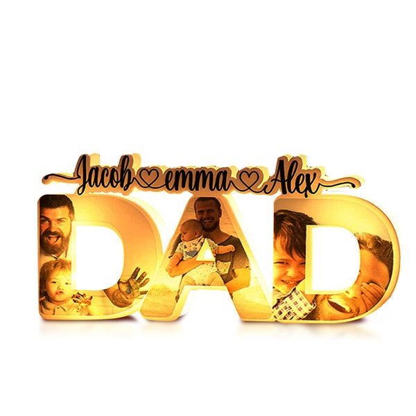 Personalised Father's Day Night Lamp Custom Acrylic Family Photo Dad Night Light with Name
