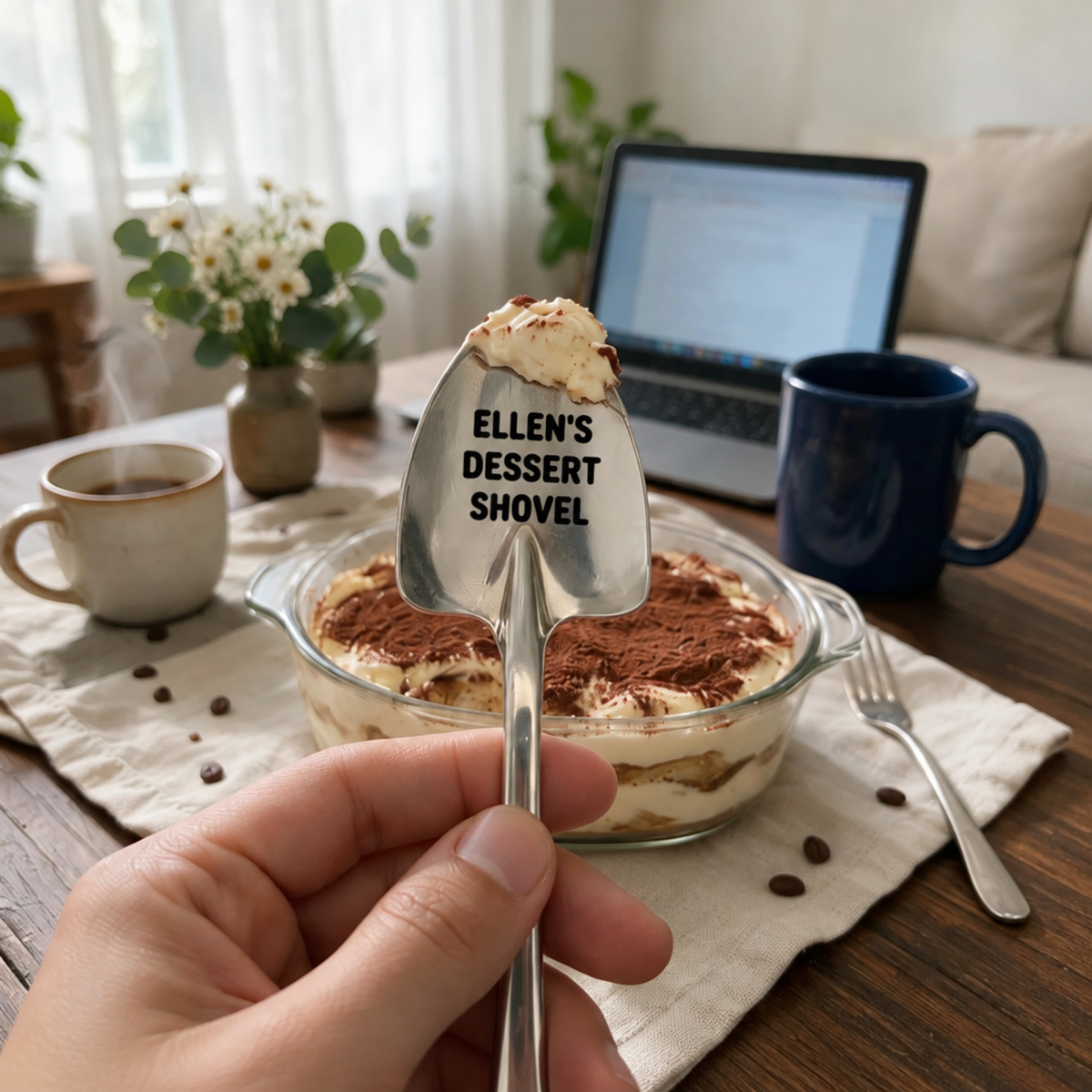 Personalised Shovel Ice Cream Spoon – Custom Engraved Dessert Spoon with Name, Gift for Family & Friends