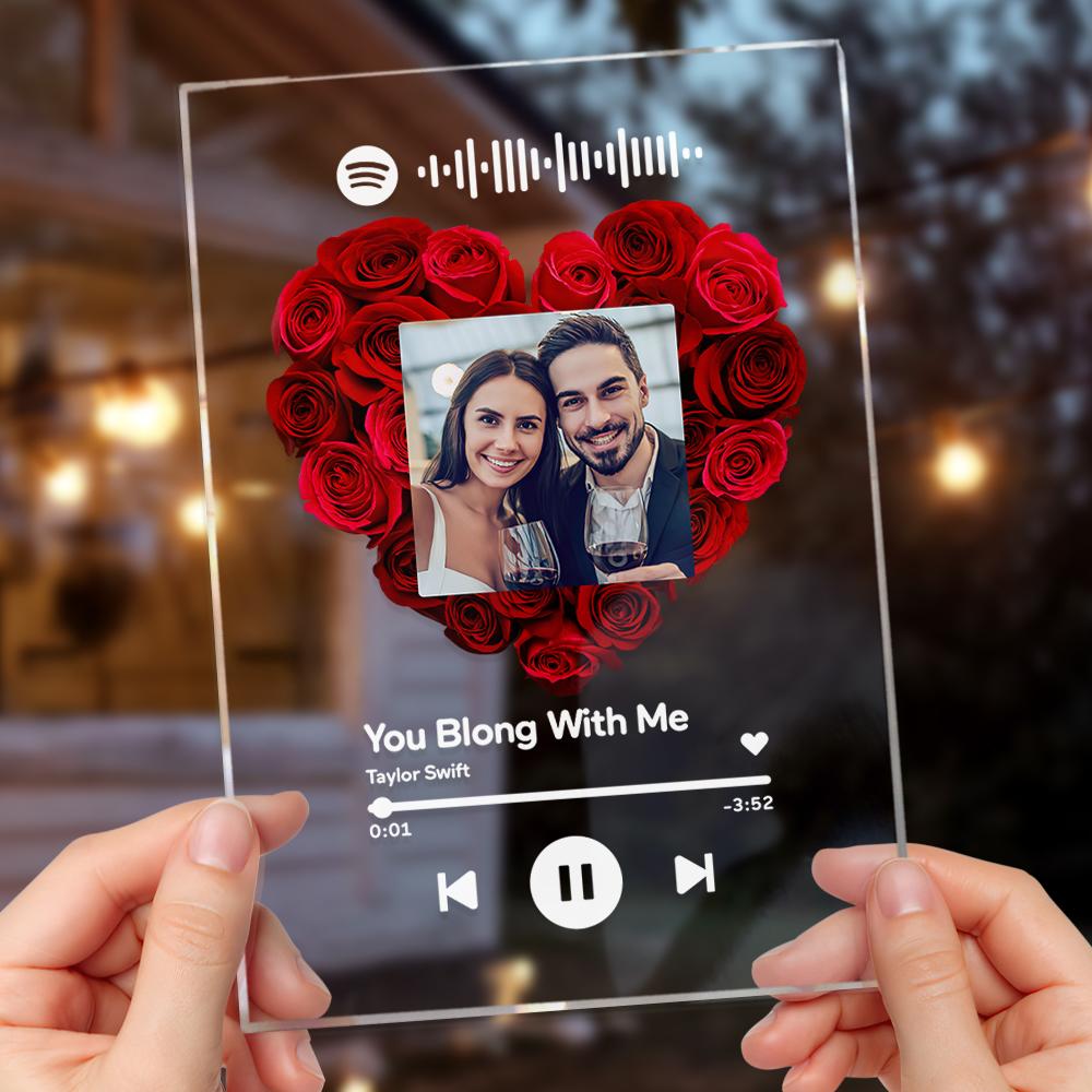 Custom Rose Spotify Plauqe  Personalised Night Light Romantic & Sentimental Birthday Gifts For Boyfriend