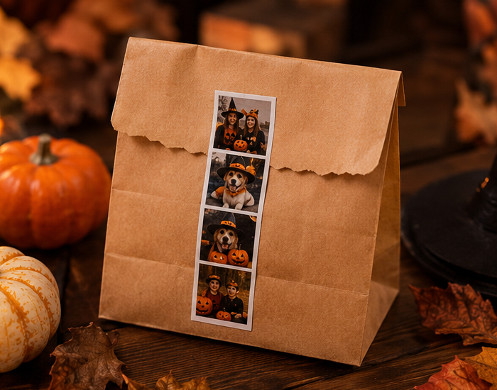Custom Halloween Mini Photo Booth Stickers, Personalised Photo Collage Decals for Phone Case, Journal & Scrapbook
