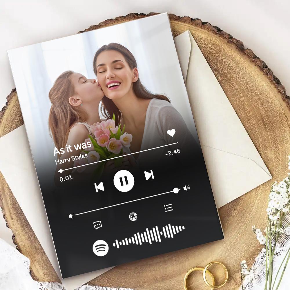 Gift for Mother Custom Photo Panel Music Display Plaque Song Album Cover Custom Scannable Code Personalised Spotify Plaque Acrylic