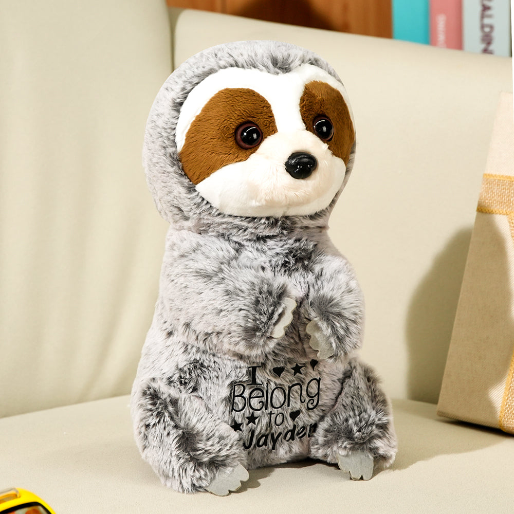 Personalised Name Sloth Plush Stuffed Toy Gift for Baby Shower