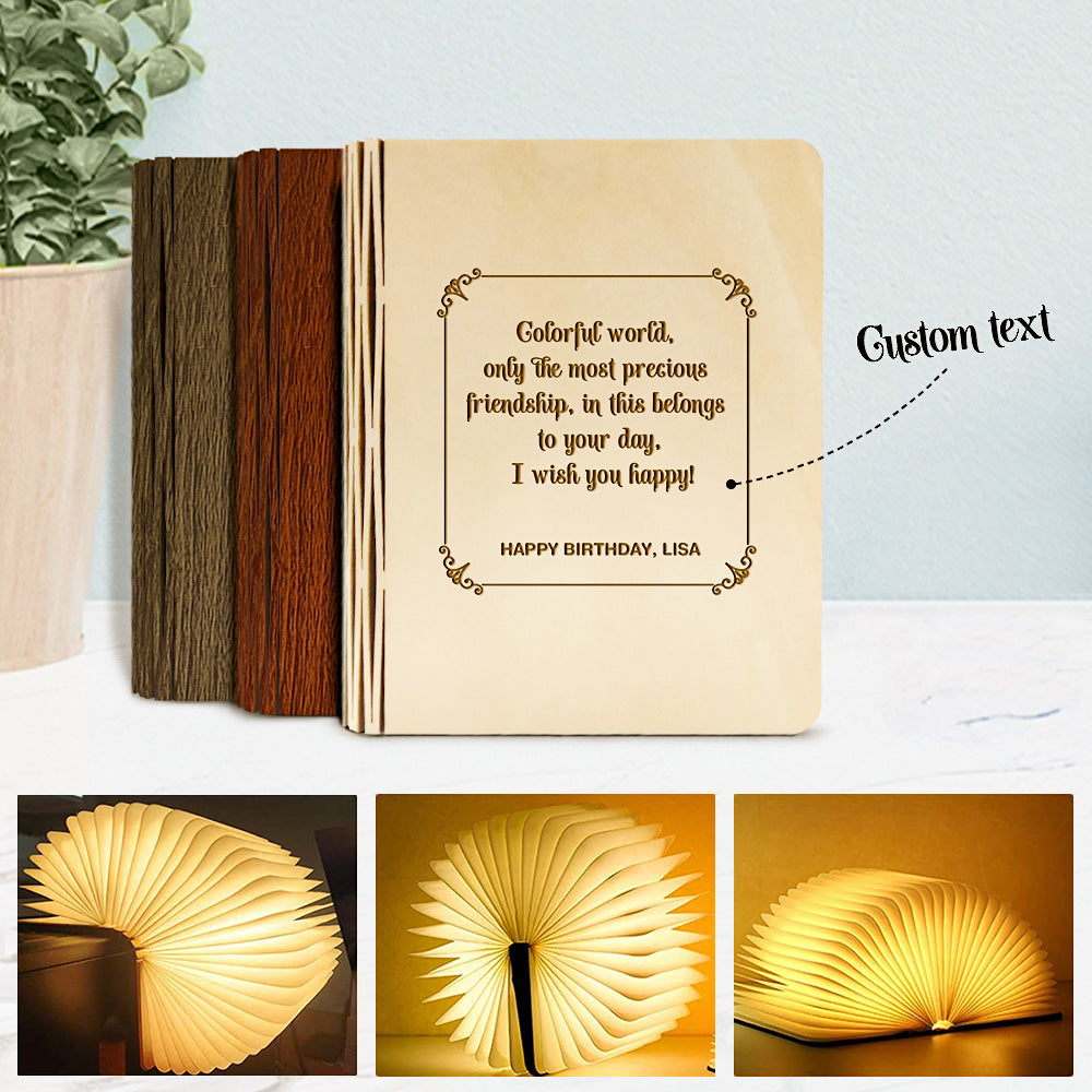 Custom Friendship Wooden Light Magnetic Folding Book Lamp