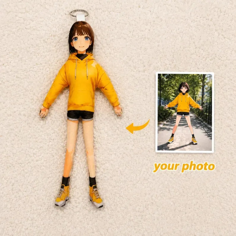 Personalised Mini Me Doll with Poseable Body, Custom Photo Doll Gift