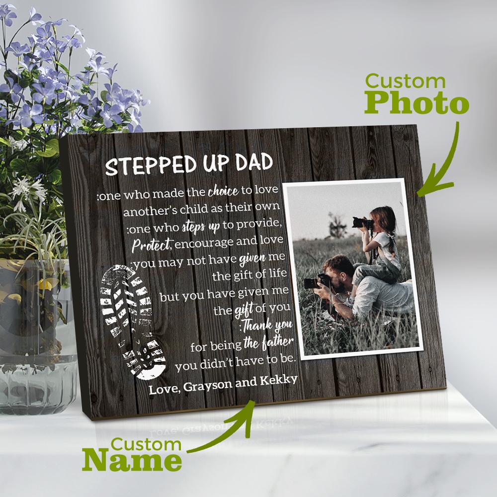 Customised Desktop Picture Frame Personalised Stepped Up Dad for Father's Day Gift