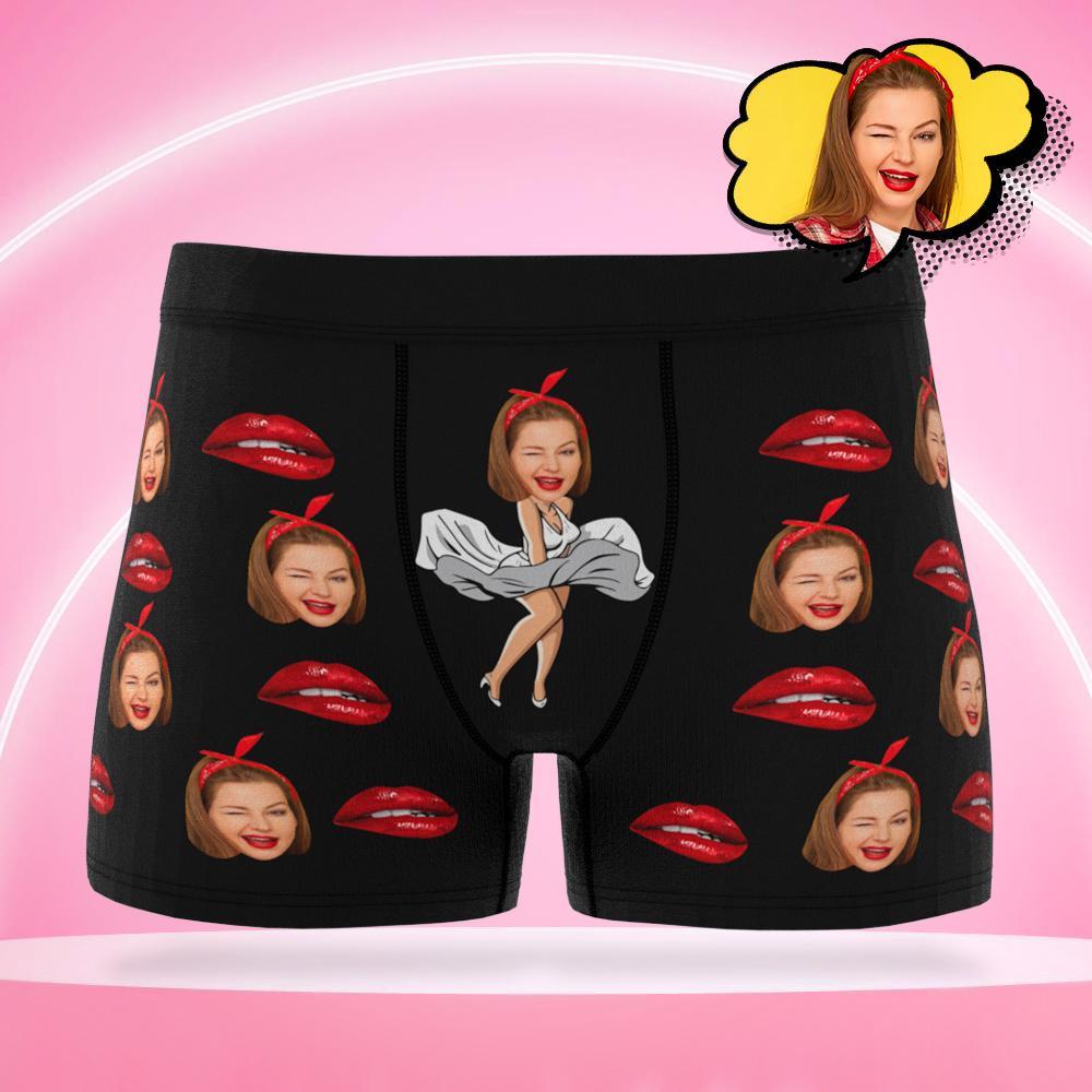 Personalised Boxer Men's Shorts Sexy Lips Face Underwear
